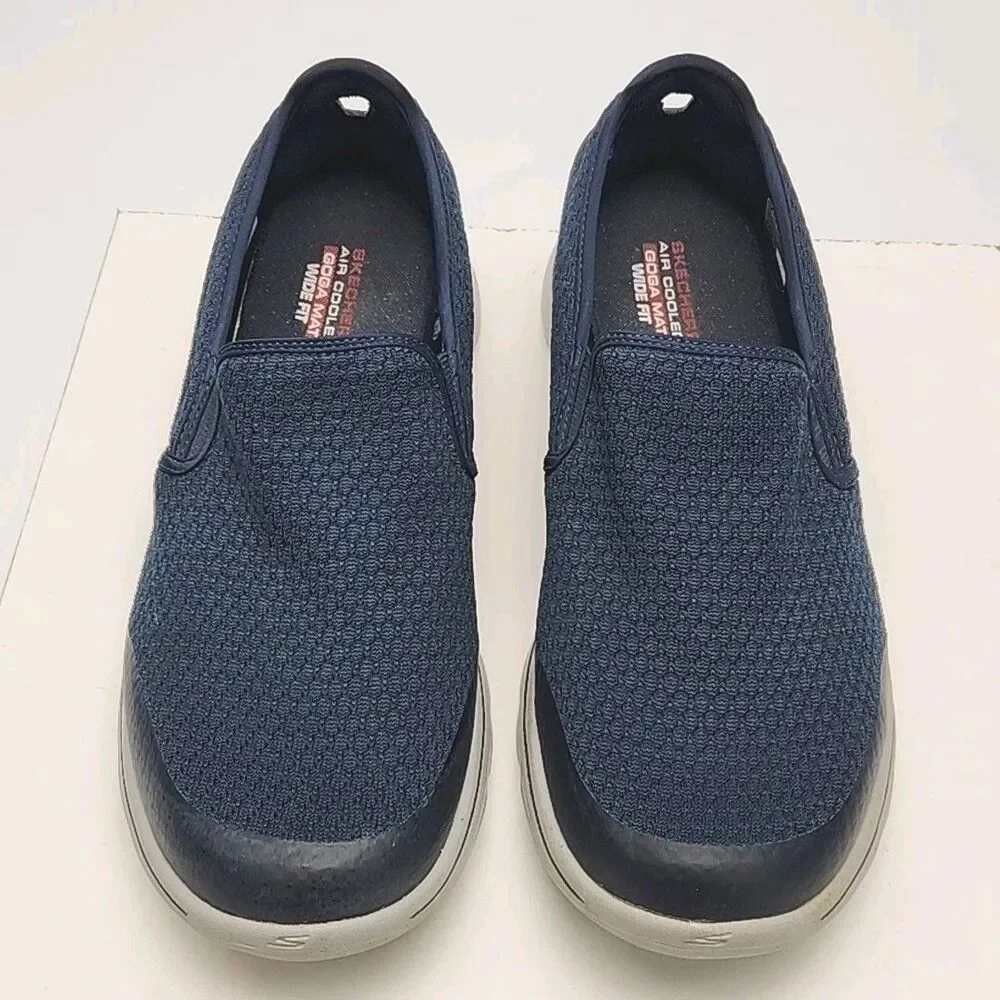 Skechers Sneaker Shoe Blue Go Walk 5 Ultra Women Sz 11.5 Wide Fit Air Cool Goga